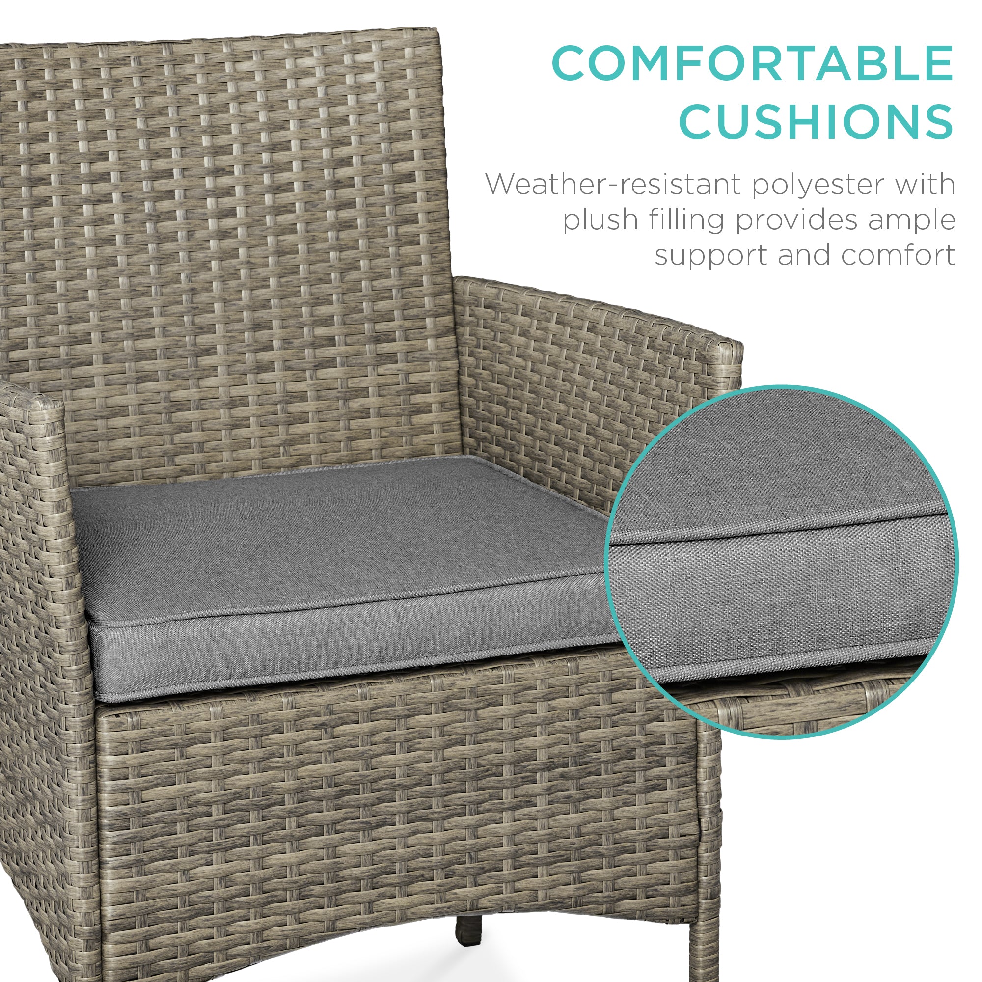 3-Piece Outdoor Patio Wicker Bistro Set w/ Side Storage Table