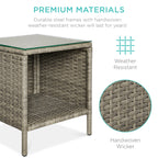 3-Piece Outdoor Patio Wicker Bistro Set w/ Side Storage Table