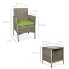 3-Piece Outdoor Patio Wicker Bistro Set w/ Side Storage Table