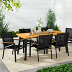Set of 2 Stackable Textilene Chairs w/ Armrests, Dining Accent Furniture