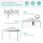 One-Person Setup Instant Pop Up Canopy w/ Case, 4 Weight Bags - 8x8ft