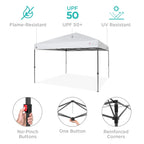One-Person Setup Instant Pop Up Canopy w/ Case, 4 Weight Bags - 12x12ft