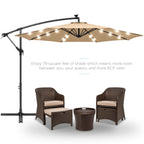 Solar LED Offset Hanging Patio Umbrella w/ Crank Tilt Adjustment - 10ft