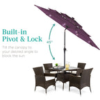 3-Tier Solar Patio Umbrella w/ LED Lights, Tilt Adjustment, Crank - 10ft