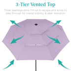 3-Tier Solar Patio Umbrella w/ LED Lights, Tilt Adjustment, Crank - 10ft