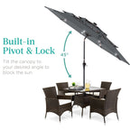 3-Tier Solar Patio Umbrella w/ LED Lights, Tilt Adjustment, Crank - 10ft