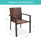 Set of 2 Stackable Wicker Chairs w/ Armrests, Steel Accent Furniture