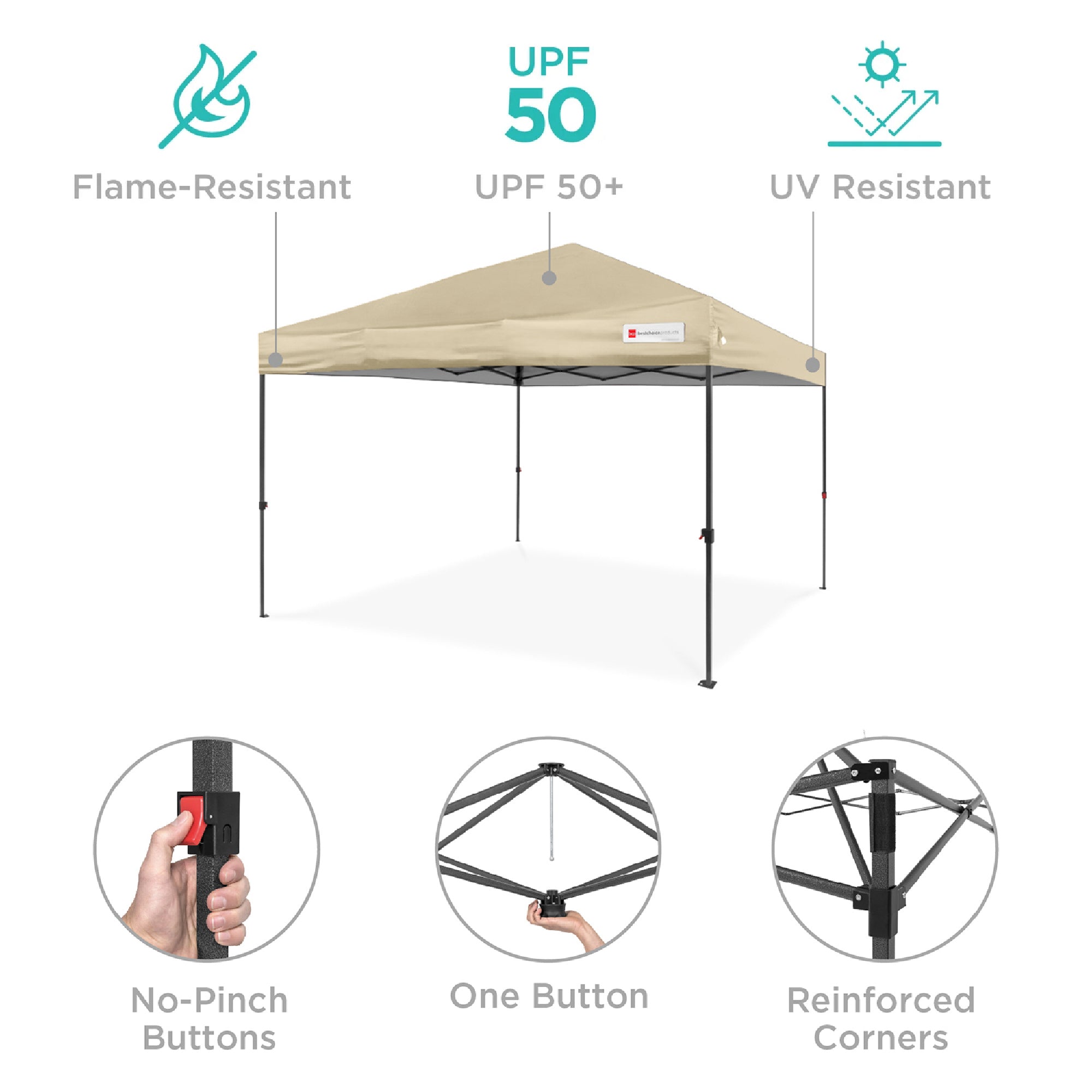 One-Person Setup Instant Pop Up Canopy w/ Case, 4 Weight Bags - 10x10ft