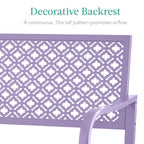 Indoor Outdoor Steel Bench w/ Geometric Backrest, Foot Levelers