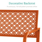 Indoor Outdoor Steel Bench w/ Geometric Backrest, Foot Levelers