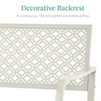 Indoor Outdoor Steel Bench w/ Geometric Backrest, Foot Levelers