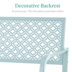 Indoor Outdoor Steel Bench w/ Geometric Backrest, Foot Levelers