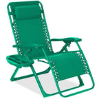 Monochromatic Zero Gravity Patio Chair Recliner w/ Side Tray, Headrest