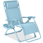 Monochromatic Zero Gravity Patio Chair Recliner w/ Side Tray, Headrest