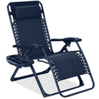 Monochromatic Zero Gravity Patio Chair Recliner w/ Side Tray, Headrest