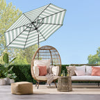 Solar LED Lighted Striped Patio Umbrella w/ Tilt Adjustment - 10ft