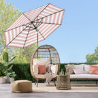 Solar LED Lighted Striped Patio Umbrella w/ Tilt Adjustment - 10ft