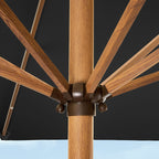 Square Solar LED Lighted Patio Umbrella w/ Woodgrain Pattern - 9ft