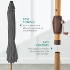 Square Solar LED Lighted Patio Umbrella w/ Woodgrain Pattern - 9ft