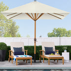 Square Solar LED Lighted Patio Umbrella w/ Woodgrain Pattern - 9ft