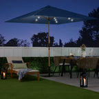 Square Solar LED Lighted Patio Umbrella w/ Woodgrain Pattern - 9ft