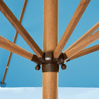 Square Solar LED Lighted Patio Umbrella w/ Woodgrain Pattern - 9ft