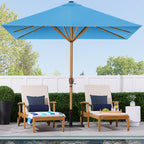 Square Solar LED Lighted Patio Umbrella w/ Woodgrain Pattern - 9ft
