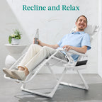 Monochromatic Zero Gravity Patio Chair Recliner w/ Side Tray, Headrest