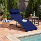 Portable Patio Chaise Lounge Chair Outdoor Recliner w/ Pillow