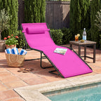 Portable Patio Chaise Lounge Chair Outdoor Recliner w/ Pillow