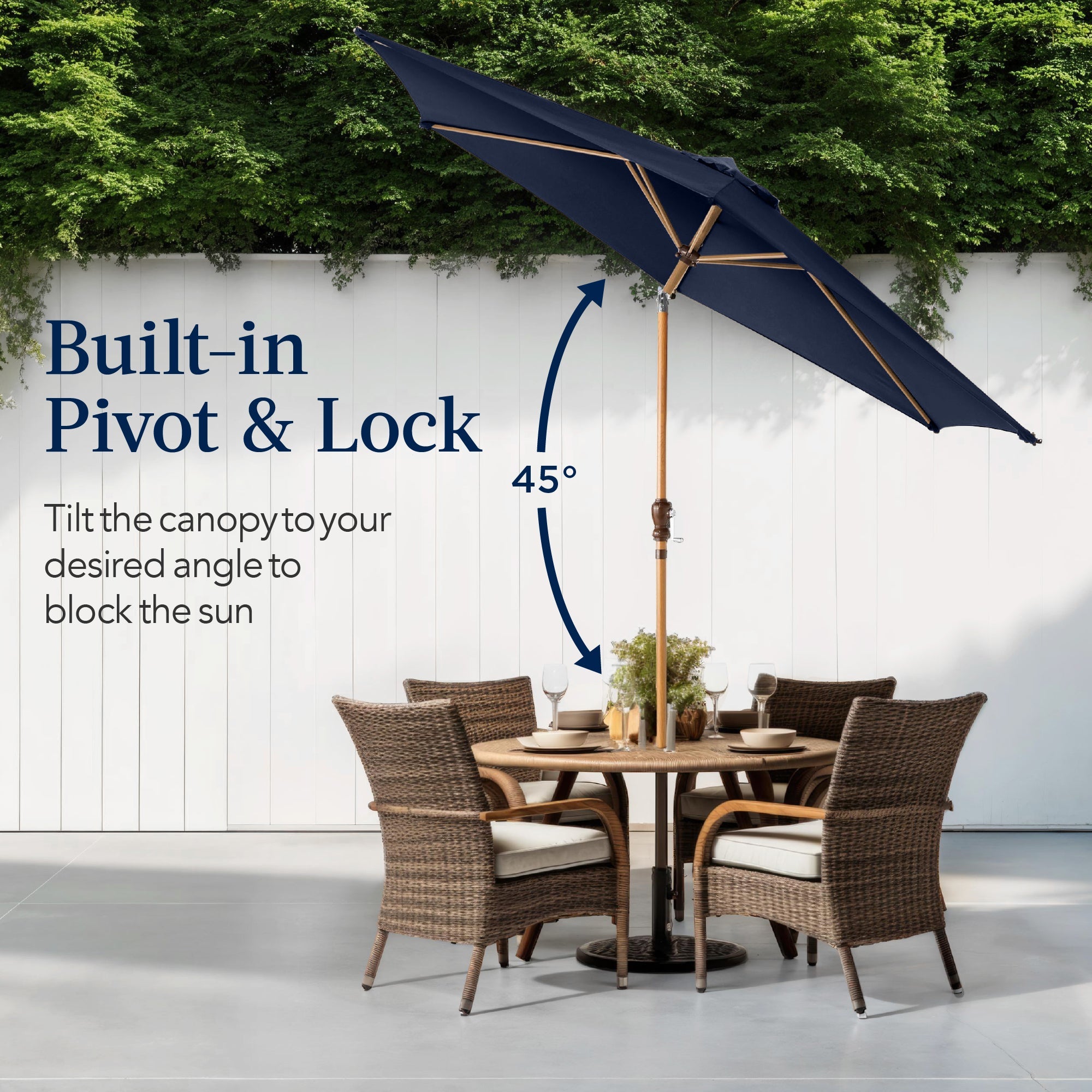Outdoor Woodgrain Pattern Patio Umbrella Decoration w/ Tilt, Crank - 10ft