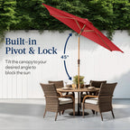 Outdoor Woodgrain Pattern Patio Umbrella Decoration w/ Tilt, Crank - 10ft
