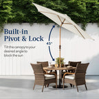 Outdoor Woodgrain Pattern Patio Umbrella Decoration w/ Tilt, Crank - 10ft