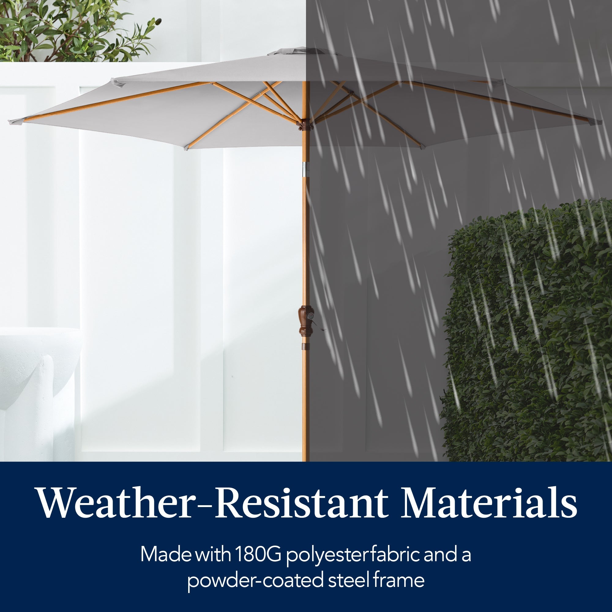 Outdoor Woodgrain Pattern Patio Umbrella Decoration w/ Tilt, Crank - 10ft