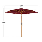Outdoor Woodgrain Pattern Patio Umbrella Decoration w/ Tilt, Crank - 10ft