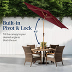 Outdoor Woodgrain Pattern Patio Umbrella Decoration w/ Tilt, Crank - 10ft