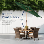 Outdoor Woodgrain Pattern Patio Umbrella Decoration w/ Tilt, Crank - 10ft