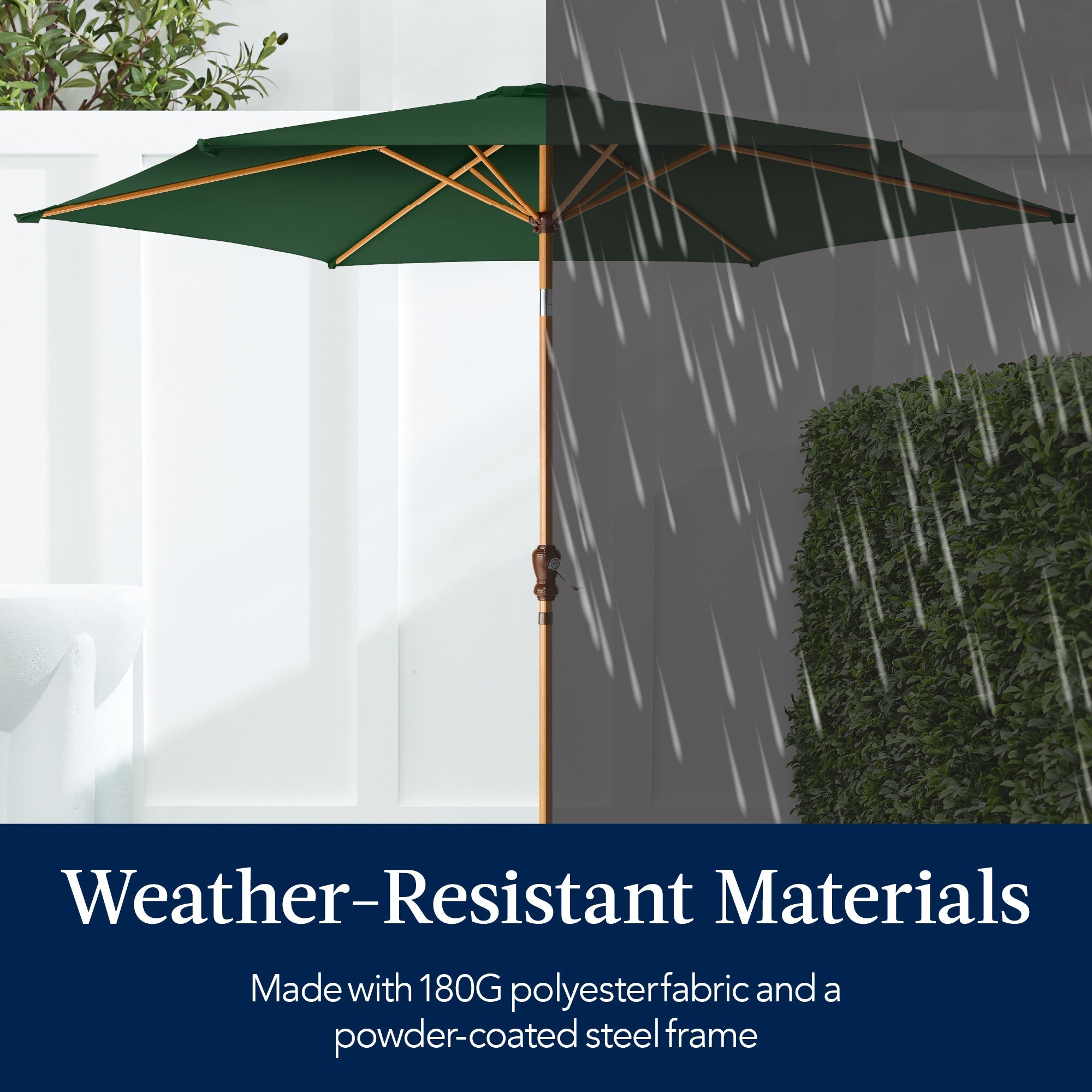 Outdoor Woodgrain Pattern Patio Umbrella Decoration w/ Tilt, Crank - 10ft