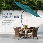Outdoor Woodgrain Pattern Patio Umbrella Decoration w/ Tilt, Crank - 10ft