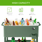 Portable Rolling Cooler Cart w/ Bottle Opener, Catch Tray - 80qt