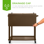 Portable Rolling Cooler Cart w/ Bottle Opener, Catch Tray - 80qt
