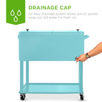 Portable Rolling Cooler Cart w/ Bottle Opener, Catch Tray - 80qt