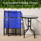 3-Piece Bistro Set w/ Glass Table, 2 Foldable Chairs