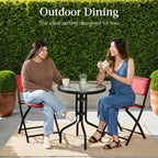 3-Piece Bistro Set w/ Glass Table, 2 Foldable Chairs