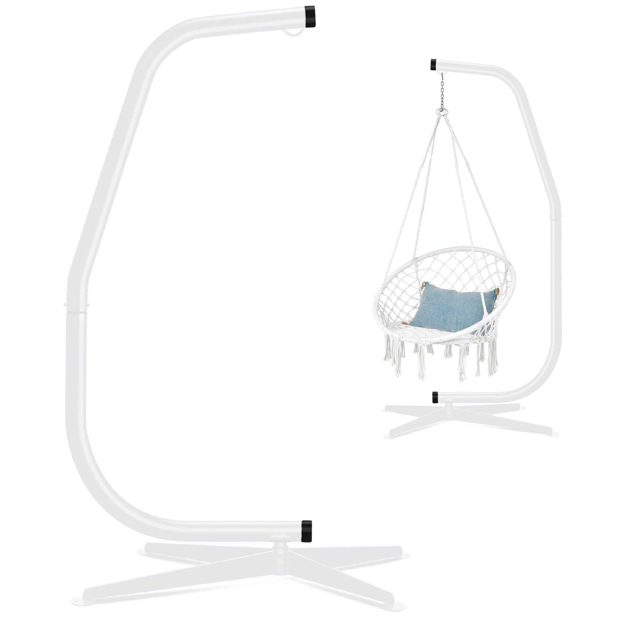 Curved Hanging Hammock C-Stand w/ All-Weather, Steel Frame - Stand Only