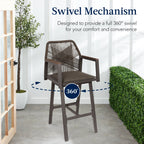 Set of 2 Indoor/Outdoor Aluminum Swivel Barstools with Arms All-Weather Rope