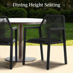 Set of 2 Indoor/Outdoor Aluminum Dining Chairs with Arms All-Weather Rope