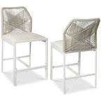 Set of 2 Indoor Outdoor Counter Height Bar Stools w/ All-Weather Rope