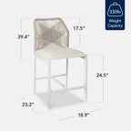 Set of 2 Indoor Outdoor Counter Height Bar Stools w/ All-Weather Rope