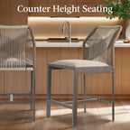 Set of 2 Indoor Outdoor Counter Height Bar Stools w/ All-Weather Rope